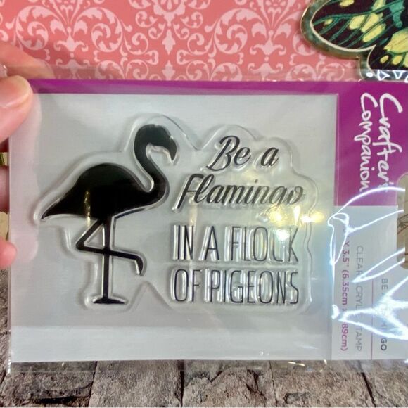 Crafter's Companion Clear Acrylic Stamp NWT Be A Flamingo 1 Piece Handmade Cards - Picture 4 of 4